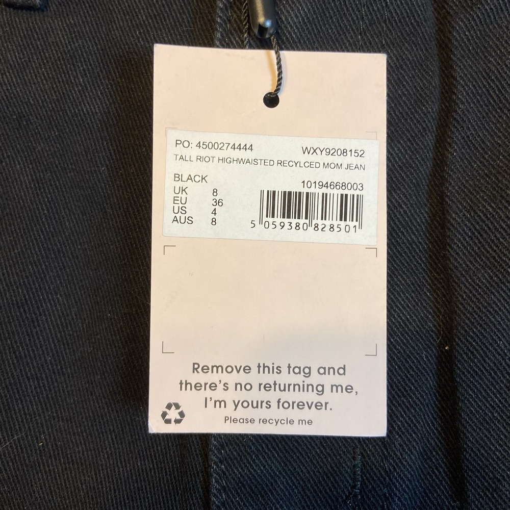 NEW Missguided Women's Riot High Waisted Mom Jeans Size Tall 4 Black - Picture 10 of 11